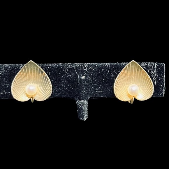 Vintage BAB 1/20 12K GF Pearl Screw Back Earrings (4632) - Picture 1 of 8